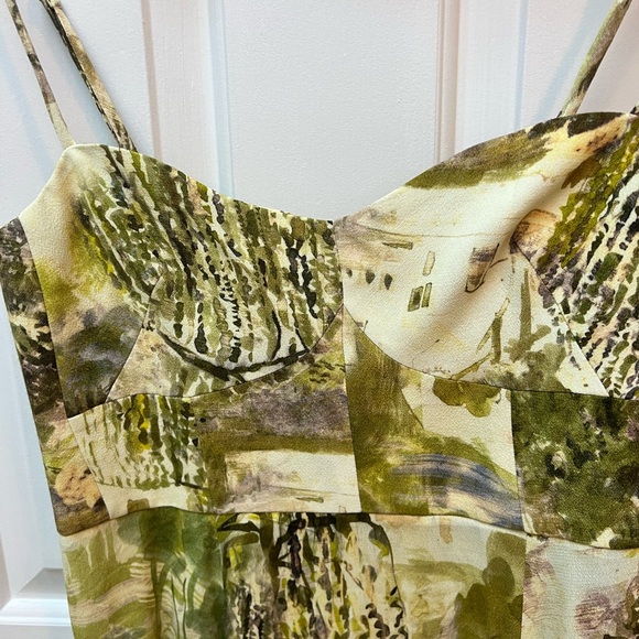 Zara Green and Cream Midi Dress - Picture 3 of 5